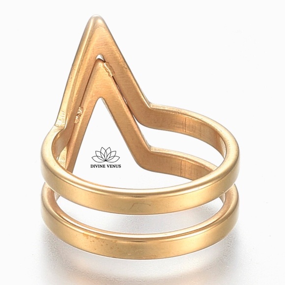 Double V Ring • Gold Plated Stainless Steel - Picture 6 of 8